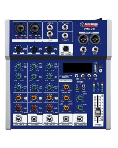 Audiodesign Pro PMX-211 Toslink, mikseri 2 mic + 1 st + efektit