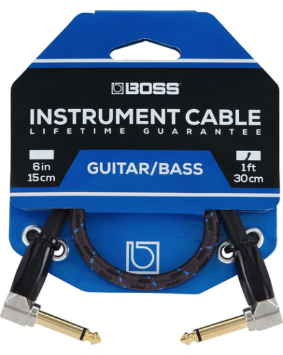 BOSS BIC-1AA 1ft/30cm Instrument Cable, angled/angled 1/4¨ jack