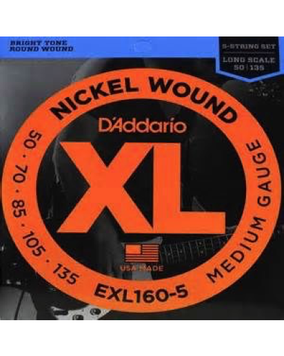 Daddario bassokielisarja 5-kieliselle, Nickel Wound, 050-135 Long Scale