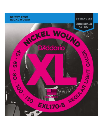 Daddario EXL1705 Bassokielisarja 5-kieliselle, Nickel Wound, 045-130