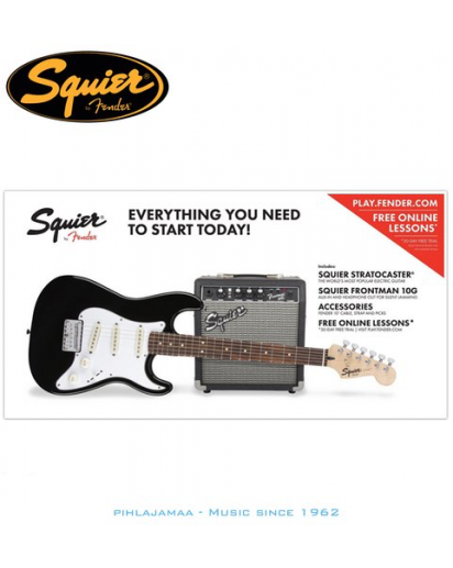 *** Squier by Fender®, Strat® SS Pack, Black, SQ 10G vahvistin 3/4 koko