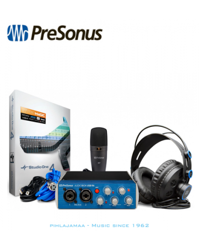 Presonus AudioBox USB96 Studio Bundle, sis Äänikortti, mikrofoni, kuulokkeet ja tarvikkeet