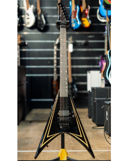Spira Guitars V-420 Floyd Rose, Black Yellow Pintripe