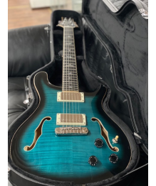KÄYTETTY: PRS SE Hollowbody-II Piezo, Peacock Blue Burst sis. kova laukku