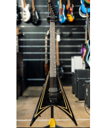 Spira Guitars V-420 Floyd Rose, Black Yellow Pintripe