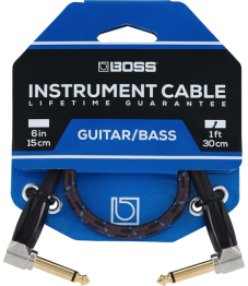 BOSS BIC-1AA 1ft/30cm Instrument Cable, angled/angled 1/4¨ jack