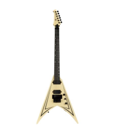Spira Guitars V-420 Floyd Rose, Antique White Pintripe