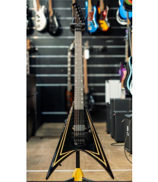 Spira Guitars V-420 Floyd Rose, Black Yellow Pintripe